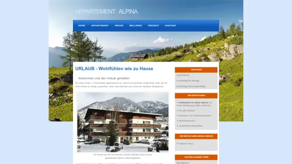 Website Screenshot: Appartementhaus Alpina - Appartement Alpina - Ferienwohnungen in Bad Hofgastein - Date: 2023-06-22 15:06:15