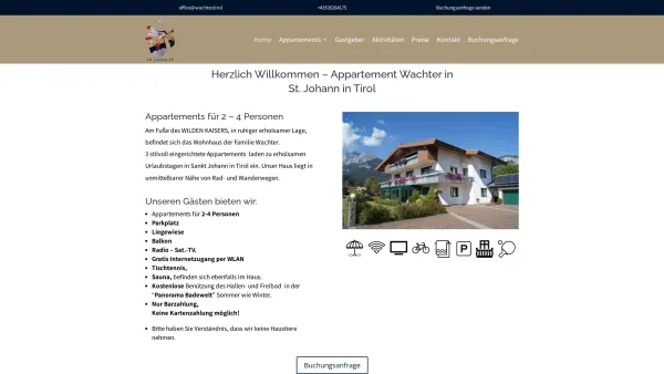 Website Screenshot: Appartement Wachter Sommer und Winter - Home - Appartement Wachter - Date: 2023-06-22 15:06:15