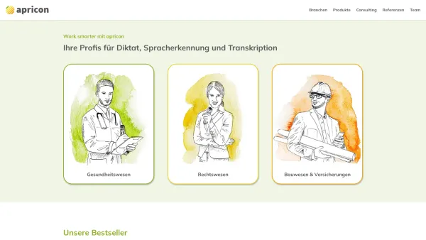 Website Screenshot: apricon GmbH - Spracherkennung, Diktat und Transkription - apricon - Date: 2023-06-26 10:26:08