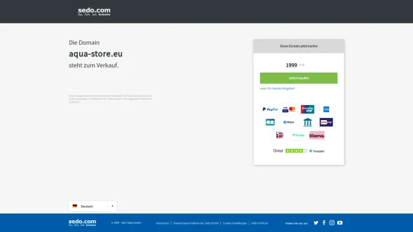 Website Screenshot: Aqua Store - aqua-store.eu steht zum Verkauf - Sedo GmbH - Date: 2023-06-22 15:06:15