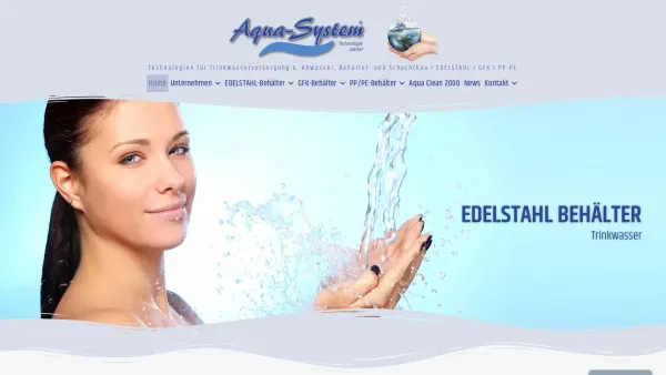 Website Screenshot: Aqua-System Technologie GmbH - Aqua System - Trinkwasserversorgung u. Abwasser, Behälter-Schachtbau - Date: 2023-06-22 15:06:15