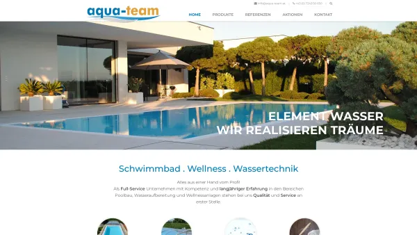 Website Screenshot: Aqua-team Humenberger GmbH - Aqua-team Humenberger GmbH | Schwimmbad . Wassertechnik . Abdeckungen . Wellness - Date: 2023-06-22 15:06:15