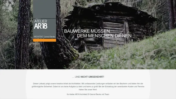 Website Screenshot: Atelier AR18 Architekt Benko Architekten Leitgeb+Benko Innsbruck Atelier AR 18 - Startseite - Architekt Gernot Benko - Date: 2023-06-22 12:13:09