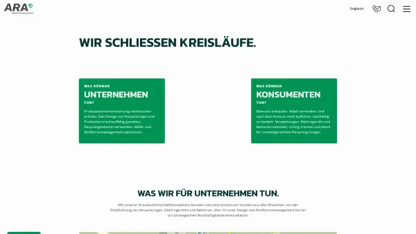 Website Screenshot: ARA Altstoff Recycling Austria AG - ARA | Zukunft. Kreislauf. Wirtschaft. | Home - Date: 2023-06-22 12:13:09