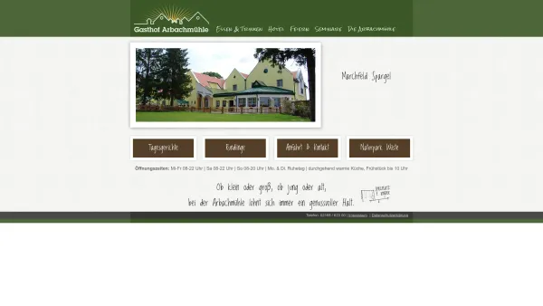 Website Screenshot: Arbachmühle Gasthof Restaurant **** Seminarhotel Catering - Willkommen in der Arbachmühle - Date: 2023-06-22 12:13:09