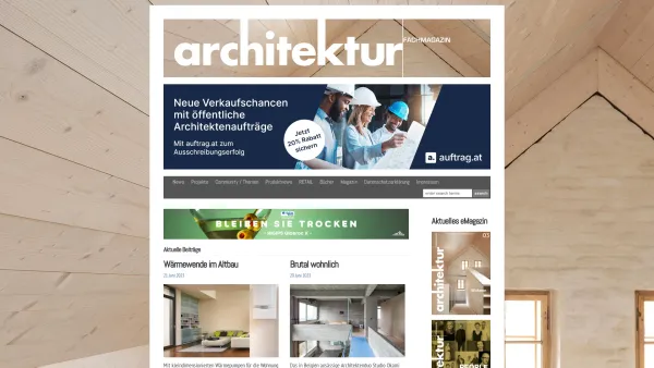 Website Screenshot: ARCHITEKTUR ARCHITECTURE ARCHITEKTEN ARCHITECTS DESIGN EINRICHTUNG BAUWERKE BAUSTOFFE BAUTECHNIK FACHMAGAZIN LASER PROJEKTE PROJEK - architektur-online - Architektur Fachmagazin : architektur-online - Date: 2023-06-22 12:13:09