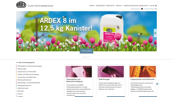 Website Screenshot: ARDEX Baustoff GmbH - ARDEX Österreich - Baustoffe Produzent von Klebstoff, Spachtelmasse und Estrich - Date: 2023-06-22 15:00:06