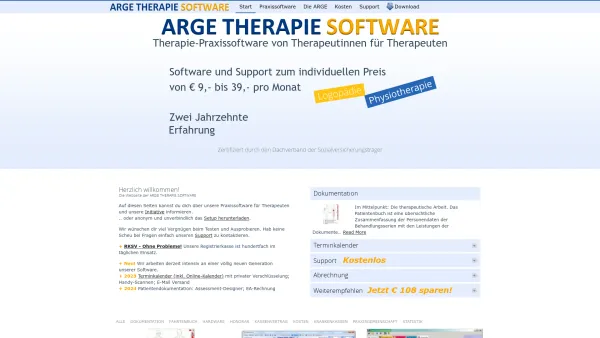 Website Screenshot: ARGE THERAPIE SOFTWARE - ARGE THERAPIE SOFTWARE - Start - Date: 2023-06-26 10:26:08