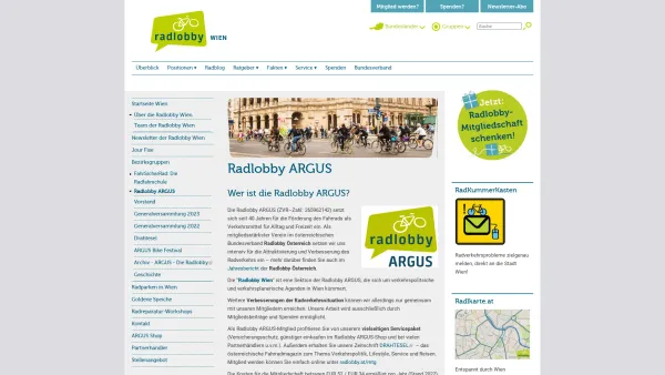 Website Screenshot: Argus Fahrradbüro - Radlobby ARGUS | Radlobby - Date: 2023-06-22 15:00:06