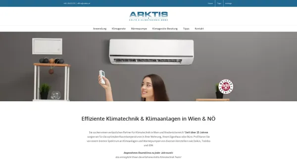 Website Screenshot: Arktis Kälte und Klimatechnik Ges.m.b.H. - Klimaanlagen Wien | Genießen Sie perfektes Raumklima! - Date: 2023-06-15 16:02:34