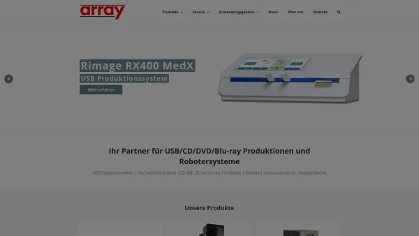 Website Screenshot: array Data Wien Projektoren Jukeboxen Jukeboxsoftware CD/DVD Producer CD/DVD Duplicator Projektorenverleih - array.at - Ihr Spezialist im Bereich Disc Publishing - array - Date: 2023-06-22 12:13:10