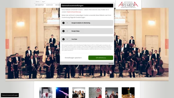 Website Screenshot: Ars Media Konzertservice GmbH - ARS MEDIA Konzertservice GmbH – Künstlervermittlung, Musikagentur, Eventagentur und Veranstaltungsmanagement - Date: 2023-06-15 16:02:34