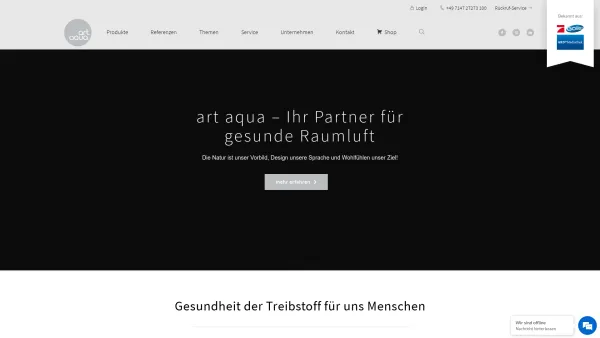 Website Screenshot: artaqua.de www.artaqua.de - art aqua | Ihr Experte für gesunde Raumluft - Date: 2023-06-22 12:13:10