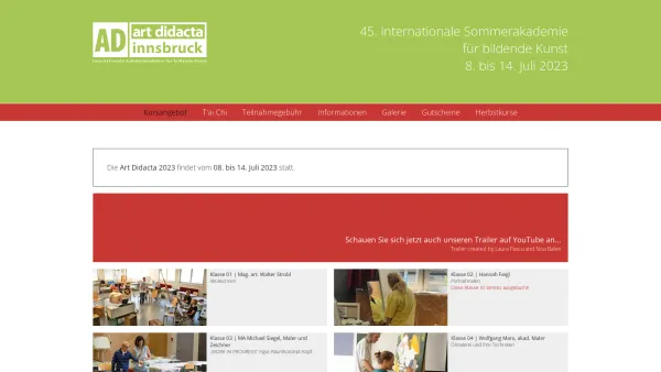 Website Screenshot: art didacta Internationale Sommerakademie für bildende Kunst Musik Theater - artdidacta - Int. Sommerakademie für bildende Kunst und Musik - Date: 2023-06-22 12:13:10
