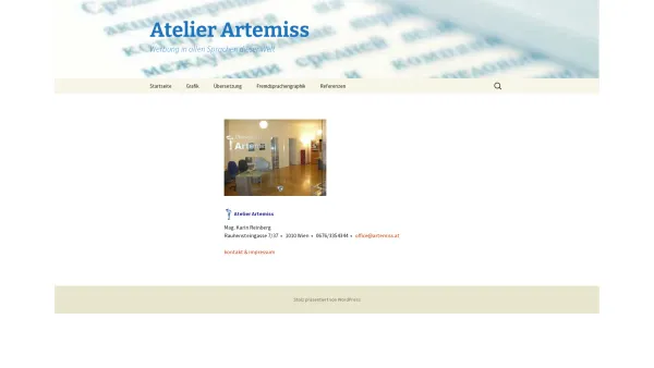 Website Screenshot: ARTEMISS Werbung Graphik Design - Atelier Artemiss | Werbung in allen Sprachen dieser Welt - Date: 2023-06-22 12:13:10