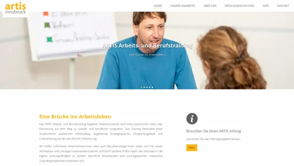 Website Screenshot: ARTIS-Betriebe, Gesellschaft für Psychische Gesundheit - Home - Artis Innsbruck - Date: 2023-06-14 10:37:41