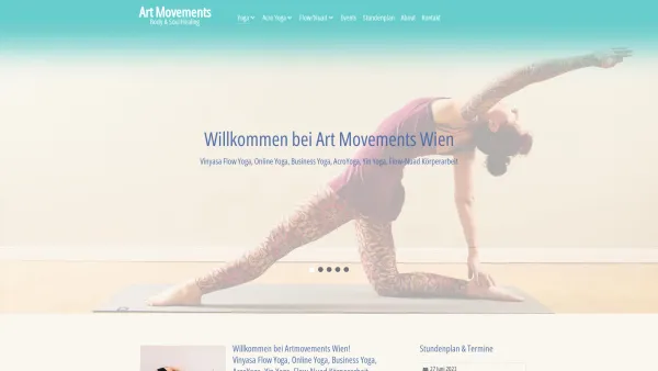 Website Screenshot: Artmovements - Artmovements, Wien | Vinyasa Flow Yoga, Business Yoga, AcroYoga, Yin Yoga, Flow-Nuad Körperarbeit, Heilfasten, mit Sibylle Langauer - Date: 2023-06-22 15:02:30