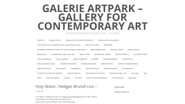 Website Screenshot: ARTPARK gallery contemporary art - Galerie ARTPARK - Gallery for contemporary art - Date: 2023-06-14 10:37:29
