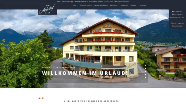Website Screenshot: Hotel Arzlerhof - Hotel in Imst: Tradition | Leidenschaft | Wellness - Arzlerhof - Date: 2023-06-22 15:02:30