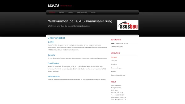Website Screenshot: ASOS BauGmbH - ASOS BauGmbH - Kaminsanierung - Date: 2023-06-14 10:47:02