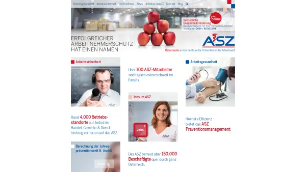 Website Screenshot: ASZ - Das Arbeitsmedizinische Zentrum in Linz GmbH & Co. KG - ASZ Linz | Willkommen im ASZ - Date: 2023-06-14 10:47:05