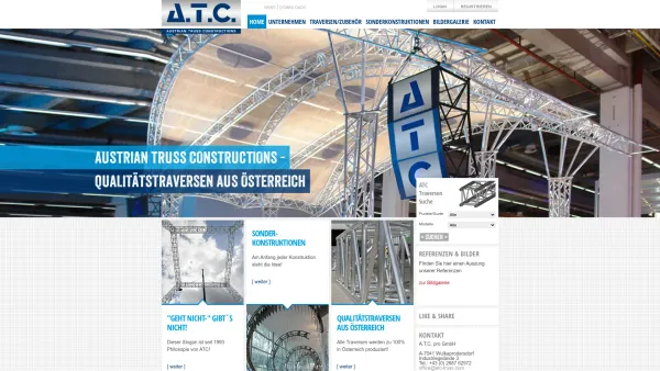 Website Screenshot: A.T.C. Produktion Handel ATC-AustrianTrussConstructions - Traversen und Sonderkonstruktionen aus Österreich - A.T.C Truss - Date: 2023-06-22 12:13:10