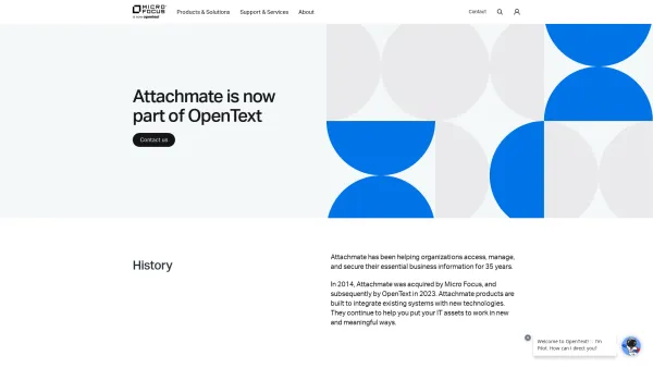 Website Screenshot: AttachmateWRQ Information access data integration and host connectivity software solutions - Attachmate History and Product Links | OpenText - Date: 2023-06-22 15:00:09