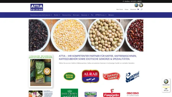Website Screenshot: ATTIA Handels-Holding GmbH - ATTIA | IHR KOMPETENTER PARTNER FÜR KAFFEE, KAFFEEMASCHINEN, KAFFEEZUBEHÖR SOWIE EXOTISCHE GEWÜRZE & SPEZIALITÄTEN - Date: 2023-06-15 16:02:34