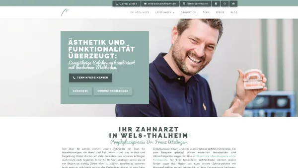 Website Screenshot: Dr. Franz Atzlinger /index.php - Zahnarzt Wels | Thalheim | Oberösterreich | Dr. Franz Atzlinger - Date: 2023-06-22 15:00:09
