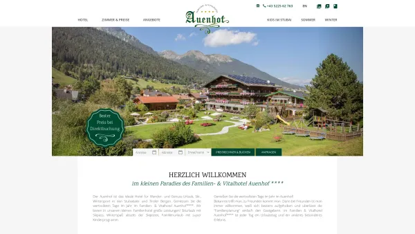 Website Screenshot: Hotel Auenhof - Familien- & Vitalhotel Auenhof im Stubaital - Date: 2023-06-22 12:13:10