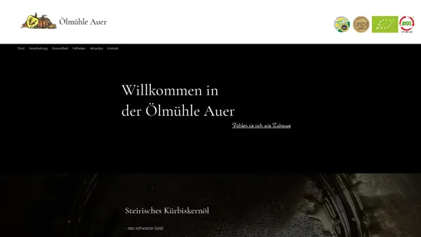 Website Screenshot: Ölmühle Konrad und Sigrid Auerauf unsererTelefon 03386/8276 - Kernöl | Ölmühle Auer | Steiermark - Date: 2023-06-22 12:13:10