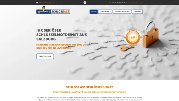 Website Screenshot: SchlossASS - Schlüsseldienst und Aufsperrdienst für Salzburg, Flachgau Tennengau - Date: 2023-06-22 12:13:10