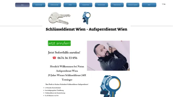 Website Screenshot: Aufsperrdienst Wien - 85€ Aufsperrdienst | Schlüsseldienst Wien Aufsperrdienst Natan 24h - Date: 2023-06-22 12:13:11