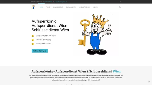 Website Screenshot: Aufsperrkönig - Home - Aufsperrkönig schlüsseldienst, aufsperrdienst und schlüsseldienst wien - Date: 2023-06-15 16:02:34