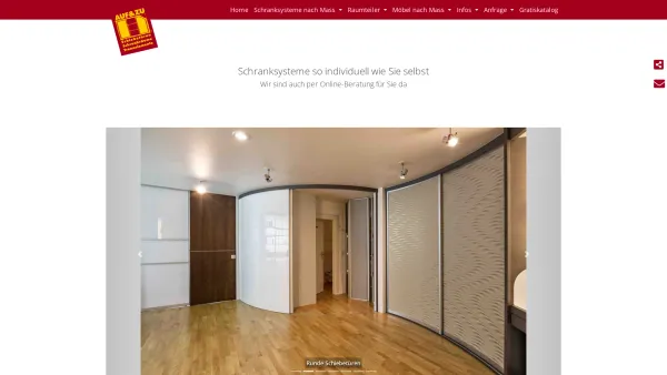 Website Screenshot: Auf&Zu GmbH - Schranksysteme, Schiebetüren und Raumteiler nach Mass - Date: 2023-06-22 12:13:11