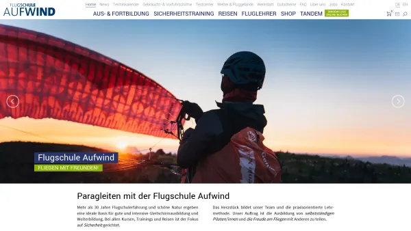 Website Screenshot: Aufwind, Flugschule - Paragleiten mit der Flugschule Aufwind - Date: 2023-06-22 12:13:10