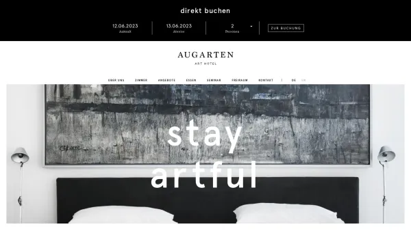 Website Screenshot: Augartenhotel - Augarten Art Hotel - Date: 2023-06-22 12:13:10