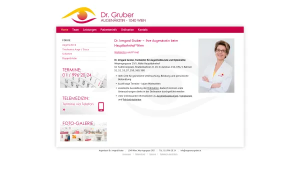 Website Screenshot: Dr. Irmgard Gruber Ihre Augenärtzin beim Hauptbahnhof Wien - Dr. Irmgard Gruber - Augenärztin 1040 Wien Nähe Hauptbahnhof - Date: 2023-06-22 12:13:11