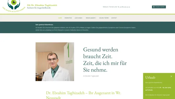 Website Screenshot: Dr. Ebrahim Taghizadeh - Ihr Augenarzt in Wr. Neustadt - Date: 2023-06-14 10:38:52