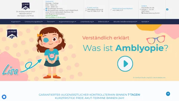 Website Screenshot: Augenarzt Dr. Andreas Prangl-Grötzl - Augenarzt Wien – Vienna – alle Kassen – Eye Factory by Dr. Andreas Prangl-Grötzl - Date: 2023-06-15 16:02:34