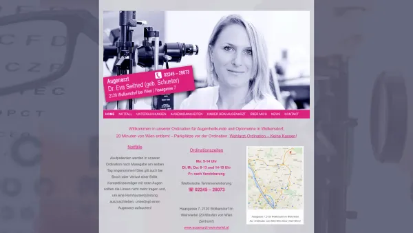 Website Screenshot: Dr. med. Eva Seifried - Augenarzt Dr. Eva Seifried, nahe Wien – Ordination für Augenheilkunde und Optometrie in Wolkersdorf bei Wien - Date: 2023-06-15 16:02:34