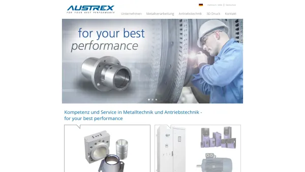 Website Screenshot: Austrex for your best Performance www.austrex.at - Willkommen | Austrex – Ihr Partner für Metallfertigung - Date: 2023-06-22 15:04:29