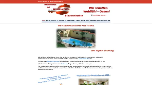 Website Screenshot: Austria Pool Schwimmbecken - Austriapool - Verkauf, Service und Sanierung von Schwimmbecken - Date: 2023-06-14 10:47:05