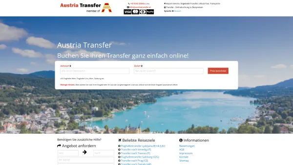 Website Screenshot: Austriatransfer Kärnten - Austria Transfer - Buchen Sie einfach und günstig Ihren Transfer zwischen Städten oder Flughäfen in Österreich - Date: 2023-06-22 15:05:15