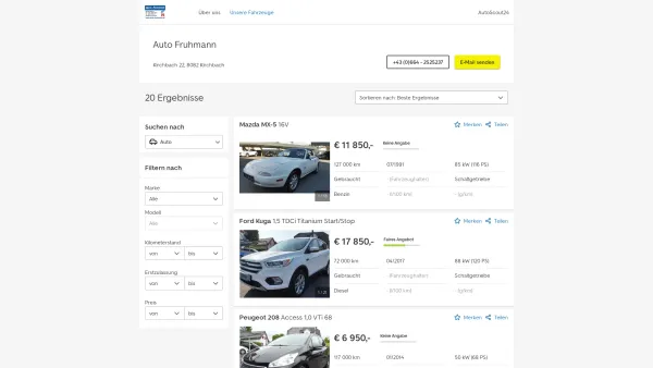 Website Screenshot: Ewald bei auto-fruhmann.at - Aktuelle Fahrzeuge von Auto Fruhmann in Kirchbach | AutoScout24 - Date: 2023-06-14 10:47:05