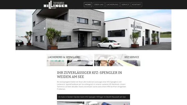 Website Screenshot: Hillinger GmbH Autospenglerei und Lackiererei - KFZ-Spenglerei / Lackiererei / Werkstatt - Hillinger bei Neusiedl am See - Date: 2023-06-14 10:38:53