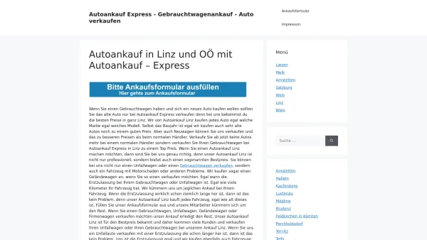 Website Screenshot: Autoankauf Linz Autoankauf-Express - Autoankauf in Linz - KFZ / PKW Ankauf | Autoankauf-Express - Date: 2023-06-14 10:38:53