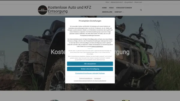 Website Screenshot: KFZ-Andreas Ofenböck Autoverwertung, KFZ & Reifenhandel - Home » Kostenlose Auto und KFZ Entsorgung - Date: 2023-06-22 15:00:10