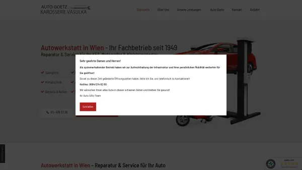 Website Screenshot: Karosserie GÖTZ - Autowerkstatt in Wien | Kfz-Reparaturen und mehr vom Profi - Date: 2023-06-22 15:00:10