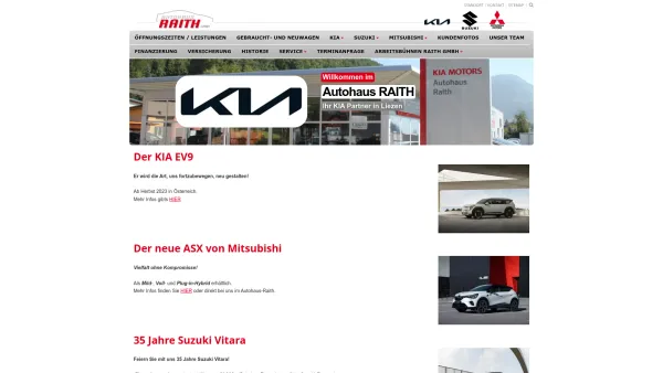 Website Screenshot: Autohaus Raith GmbH Ihr Mitsubishi KIA und Mazda-Partner Bezirk Liezen - Autohaus Raith GmbH - Date: 2023-06-22 15:00:10